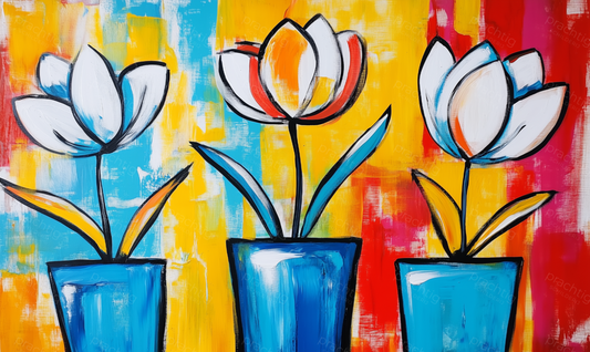 Abstracte Tulpen in Vazen