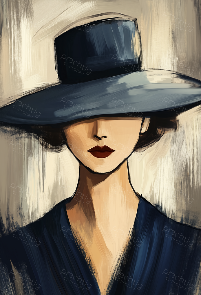 Stijlvolle vrouw met brede hoed