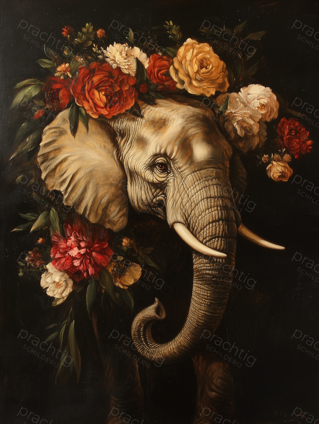 Olifant in Bloemenpracht