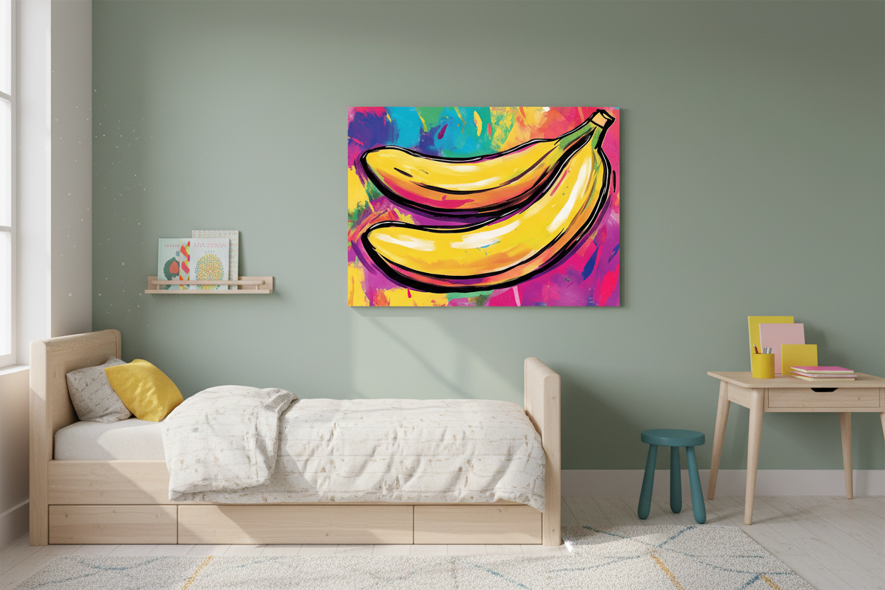 Twee bananen op kleurrijke achtergrond