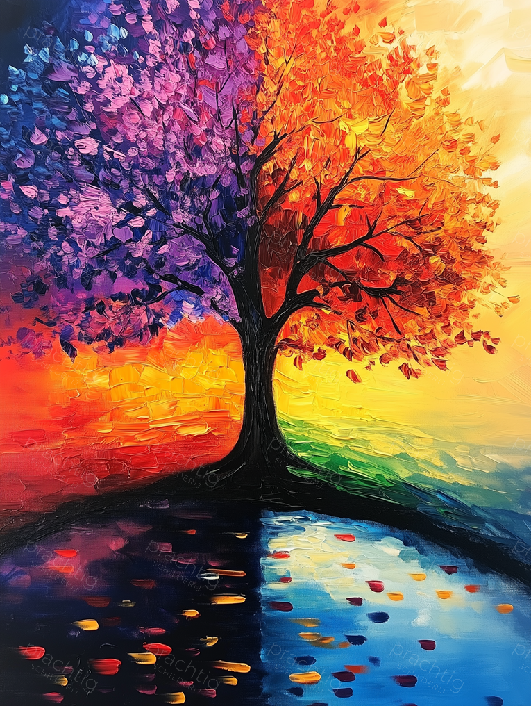 Kleurenboom in Seizoenen