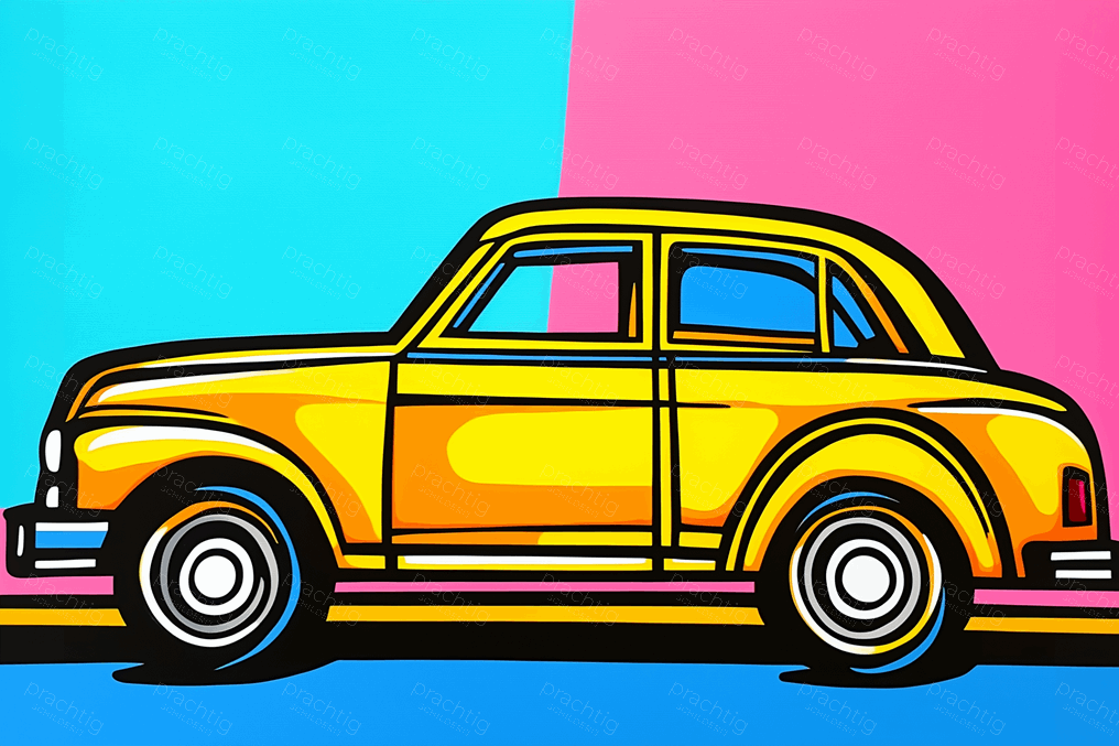 Retro Gele Auto Pop Art