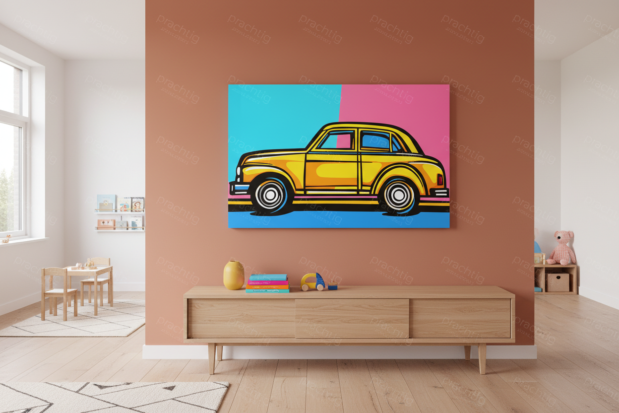 Retro Gele Auto Pop Art