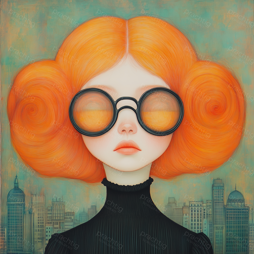 Stijlvolle dame met oranje kapsel