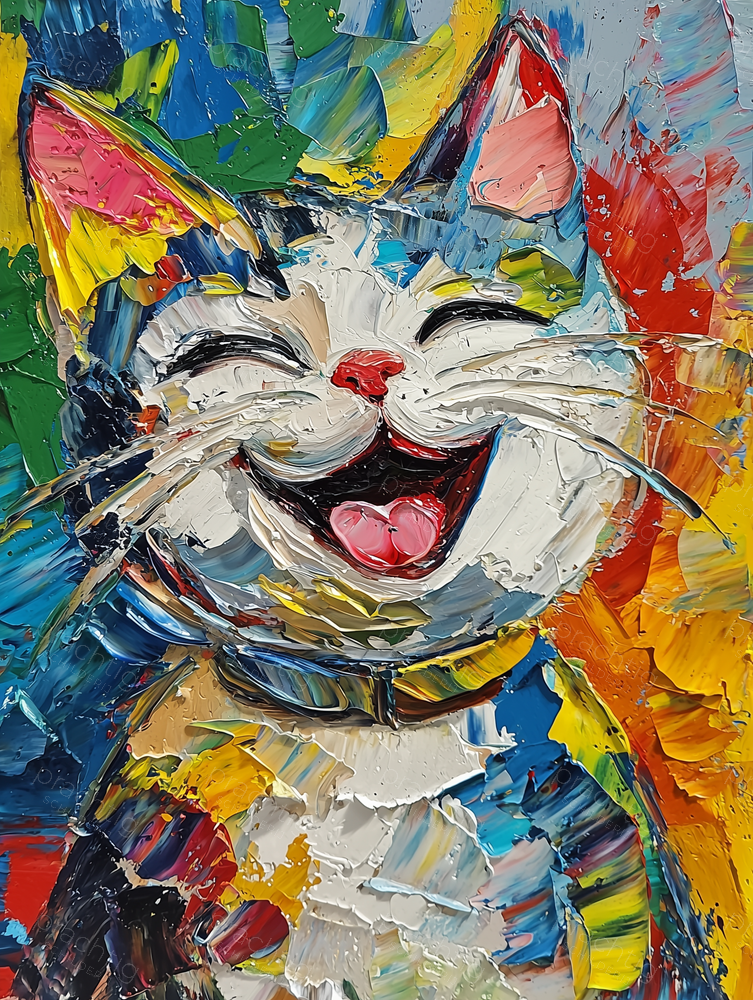 Lachende Kat in Felle Kleuren