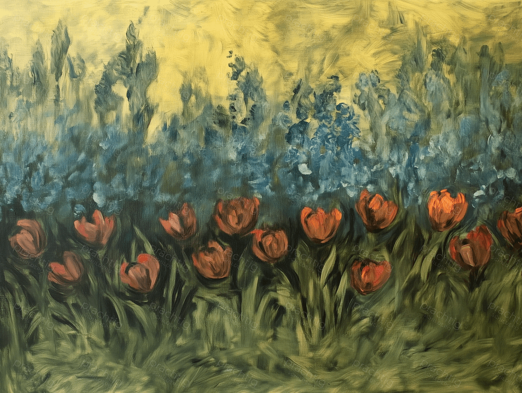 Tulpentuin in de ochtendzon