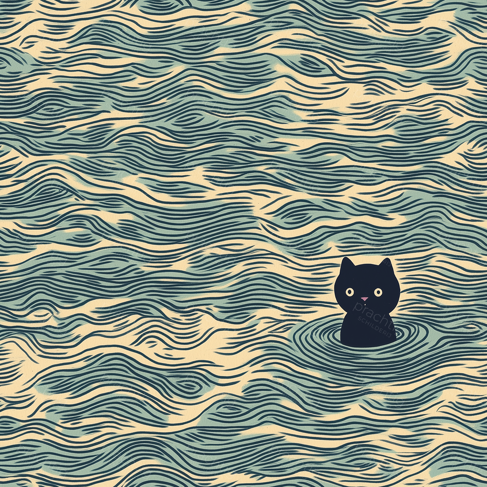 Kat in Golvend Water