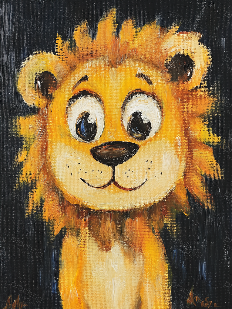 Vrolijke Leeuw op Donkere Achtergrond