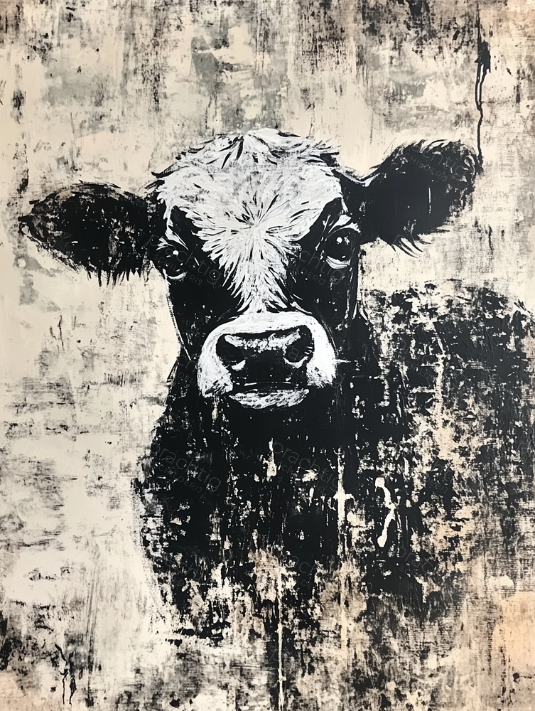 Zwart-Witte Koe met Intense Blik