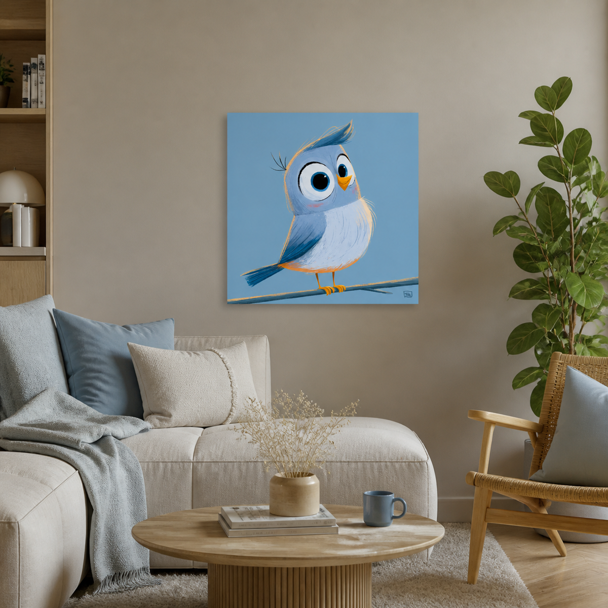 Vrolijke Vogel op Tak