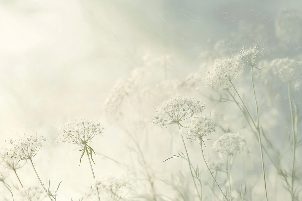 Witte Bloemen in Zachte Mist