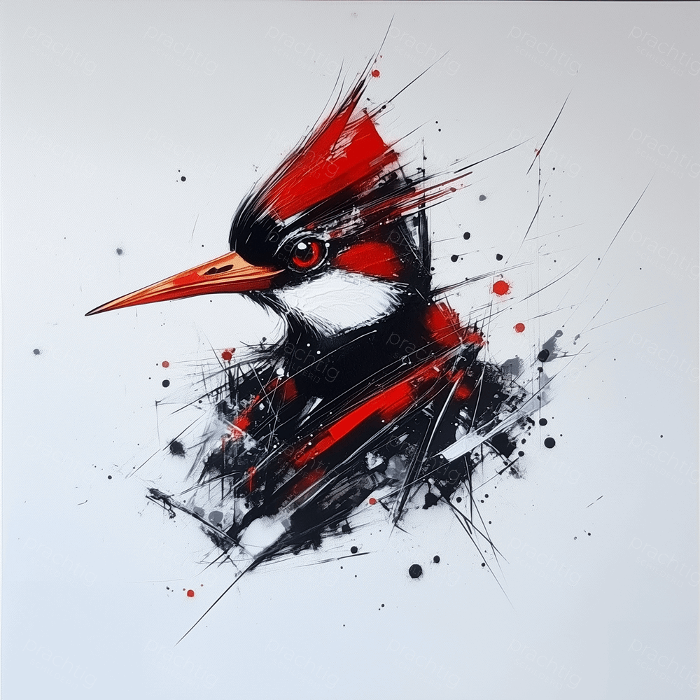 Vurige specht in actie