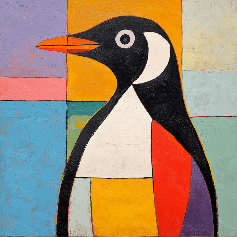 Vrolijke Pinguïn in Kleurvlakken