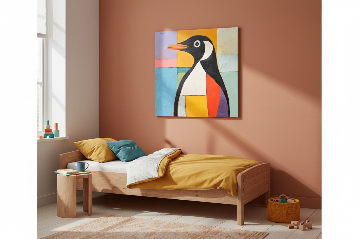 Vrolijke Pinguïn in Kleurvlakken