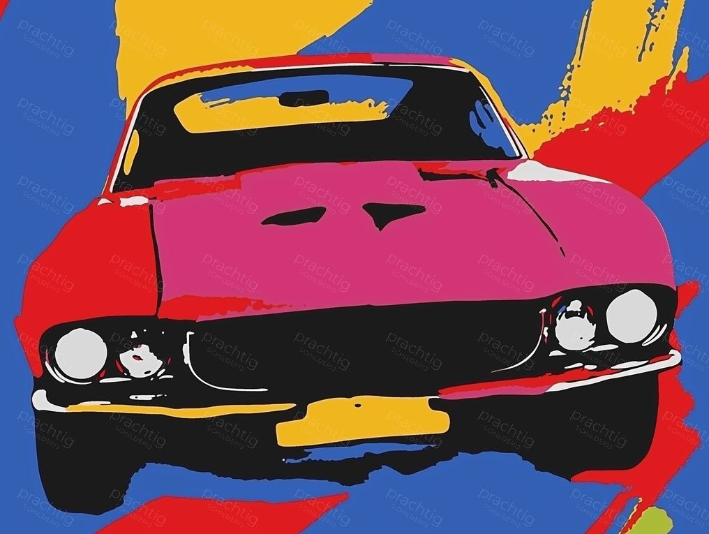 Kleurrijke klassieke auto in beweging