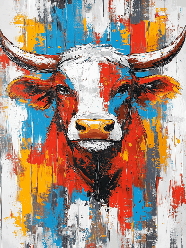 Vrolijke Stier in Bonte Kleuren