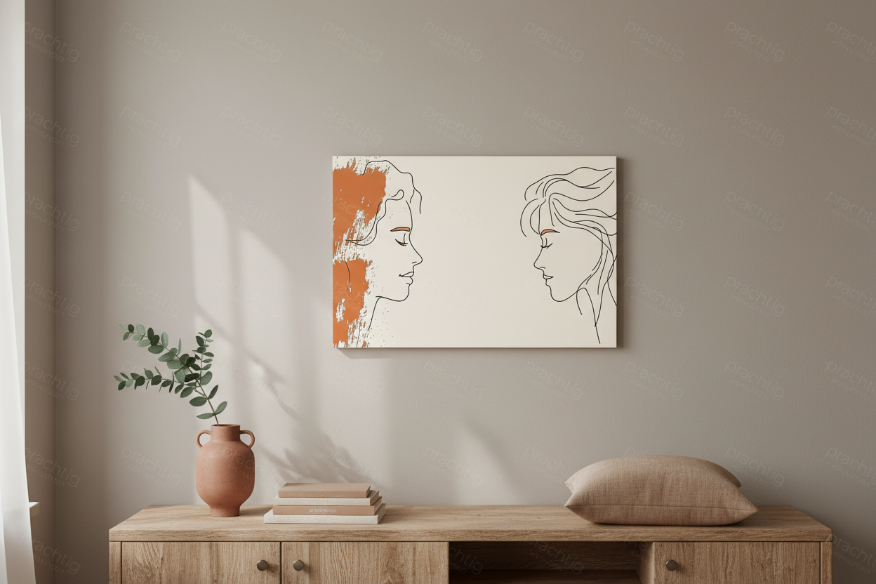 Twee gezichten in lijnenspel