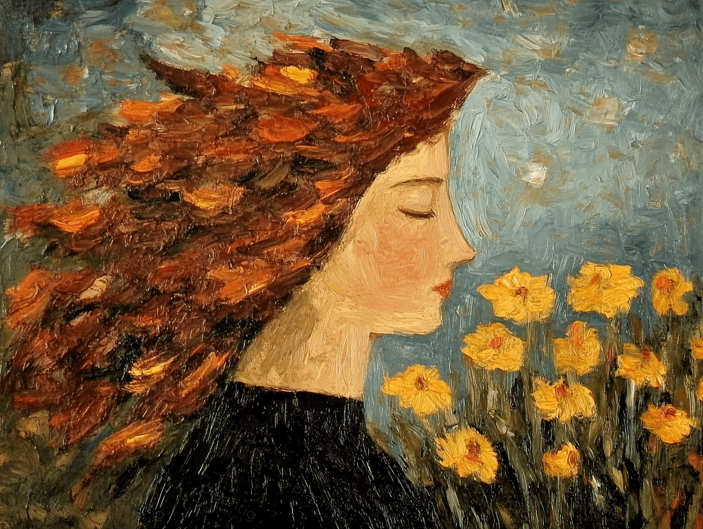 Vrouw in Bloemenzee