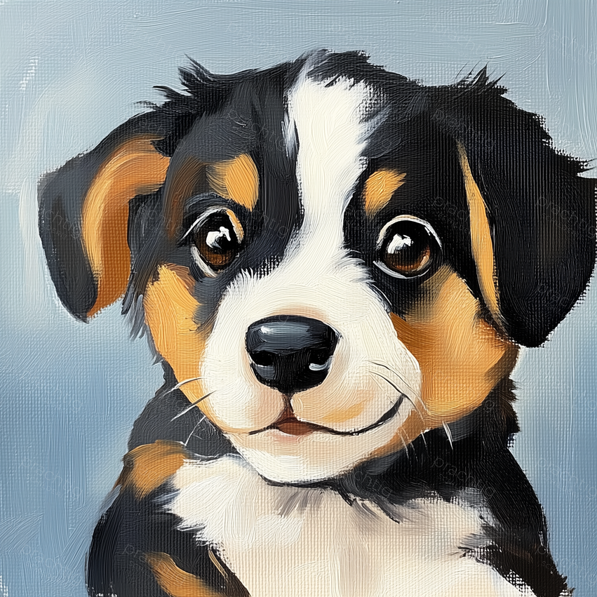 Schattige Puppy op Blauwe Achtergrond