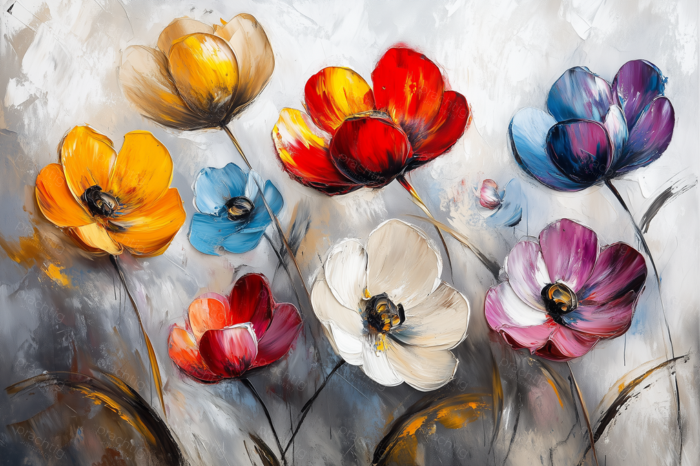 Vrolijke Bloemenpracht op Doek