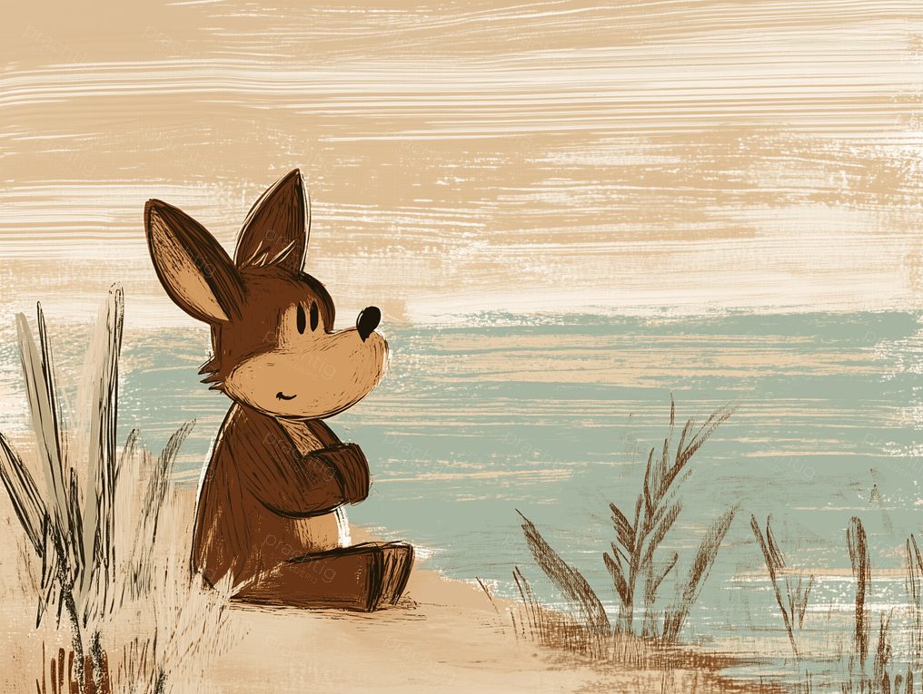 Zittende Hond aan Rivieroever