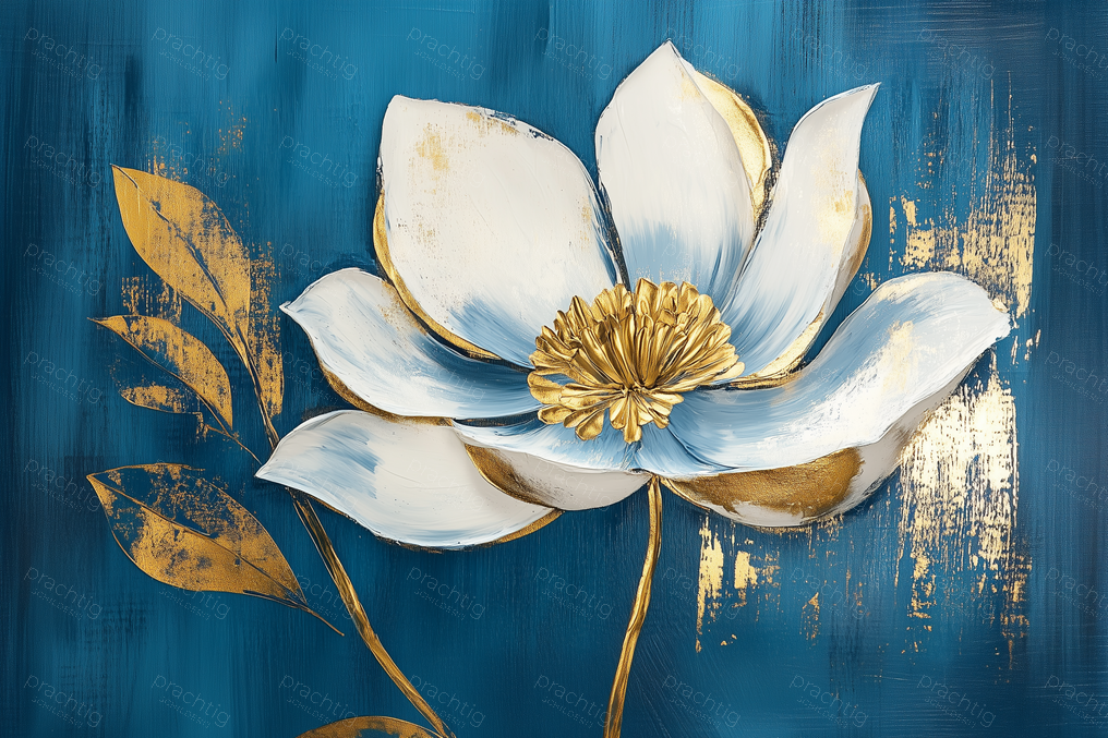 Witte Bloem op Blauw