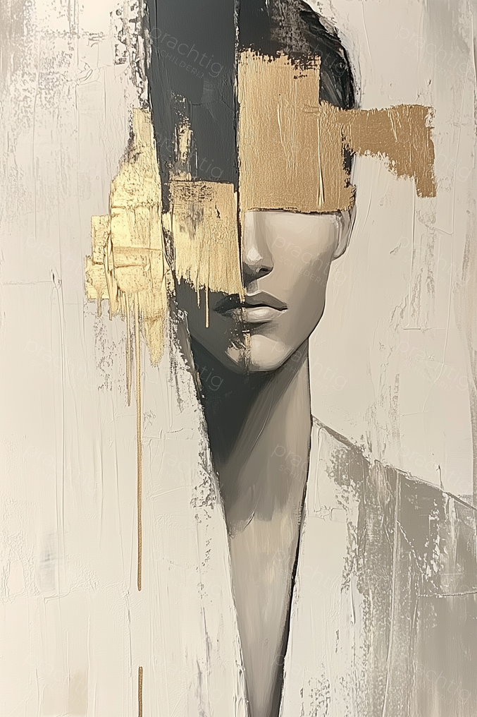 Gouden Masker op Abstract Portret
