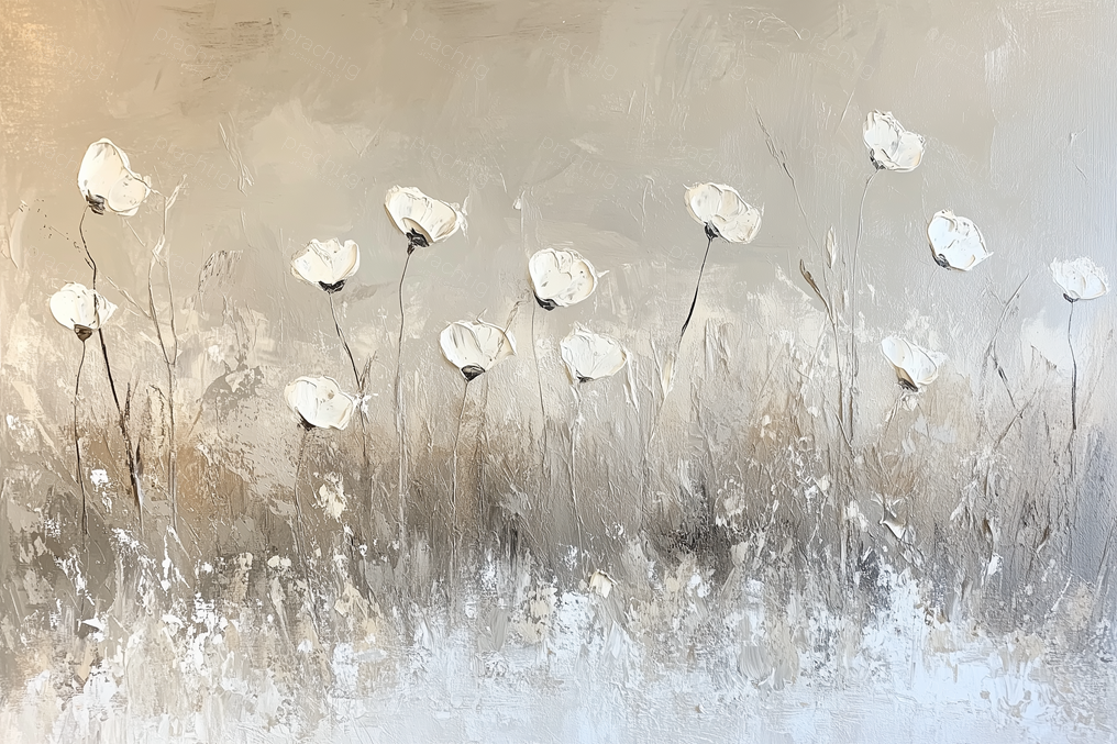 Witte Bloemen in Mistig Veld