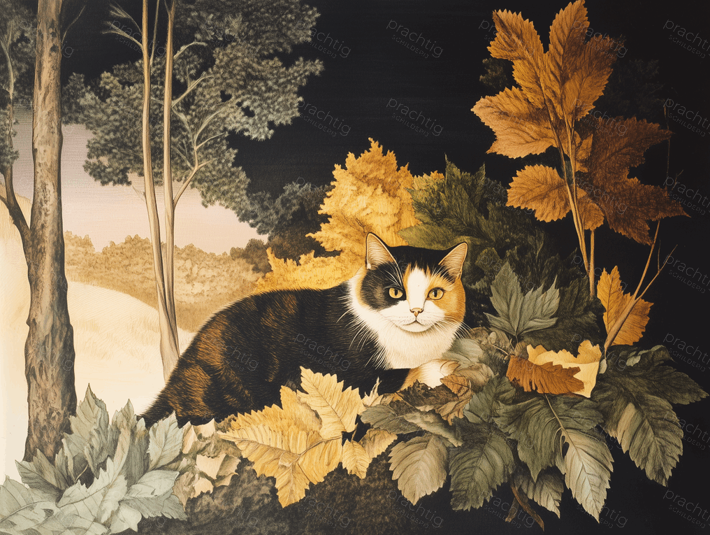 Kat in het herfstbos