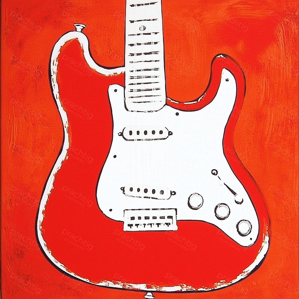 Rode gitaar op vurige achtergrond