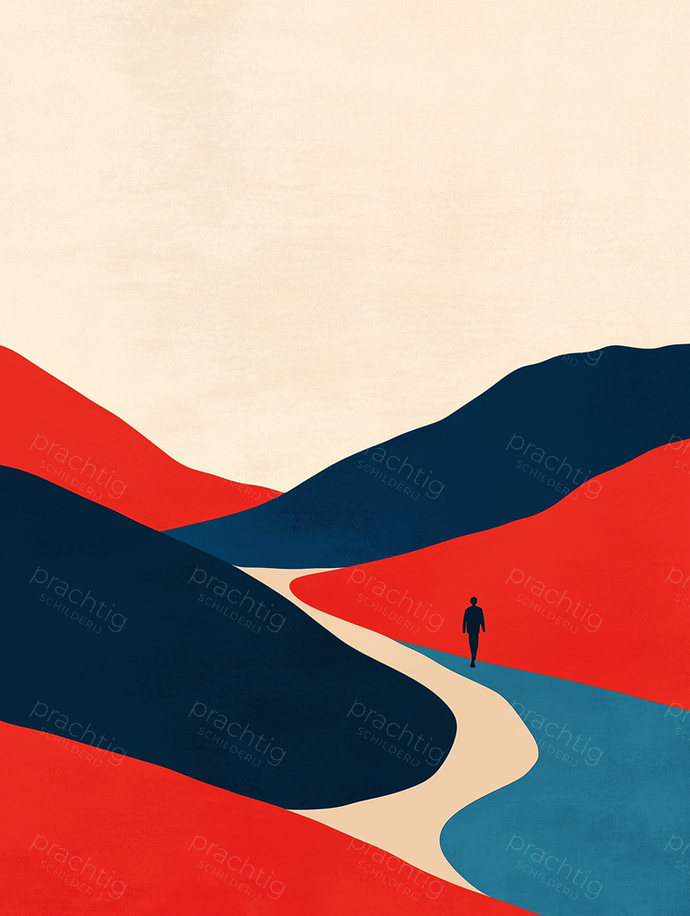 Wandelaar in Kleurrijk Landschap