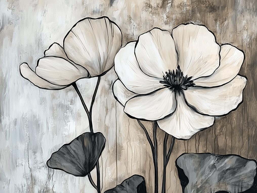 Witte Bloemen op Neutrale Achtergrond