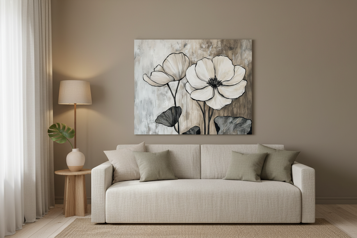 Witte Bloemen op Neutrale Achtergrond
