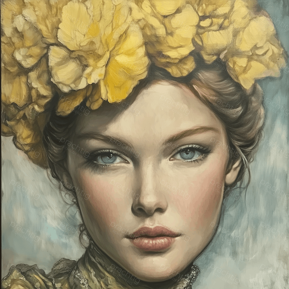 Vrouwelijk portret met gele bloemen