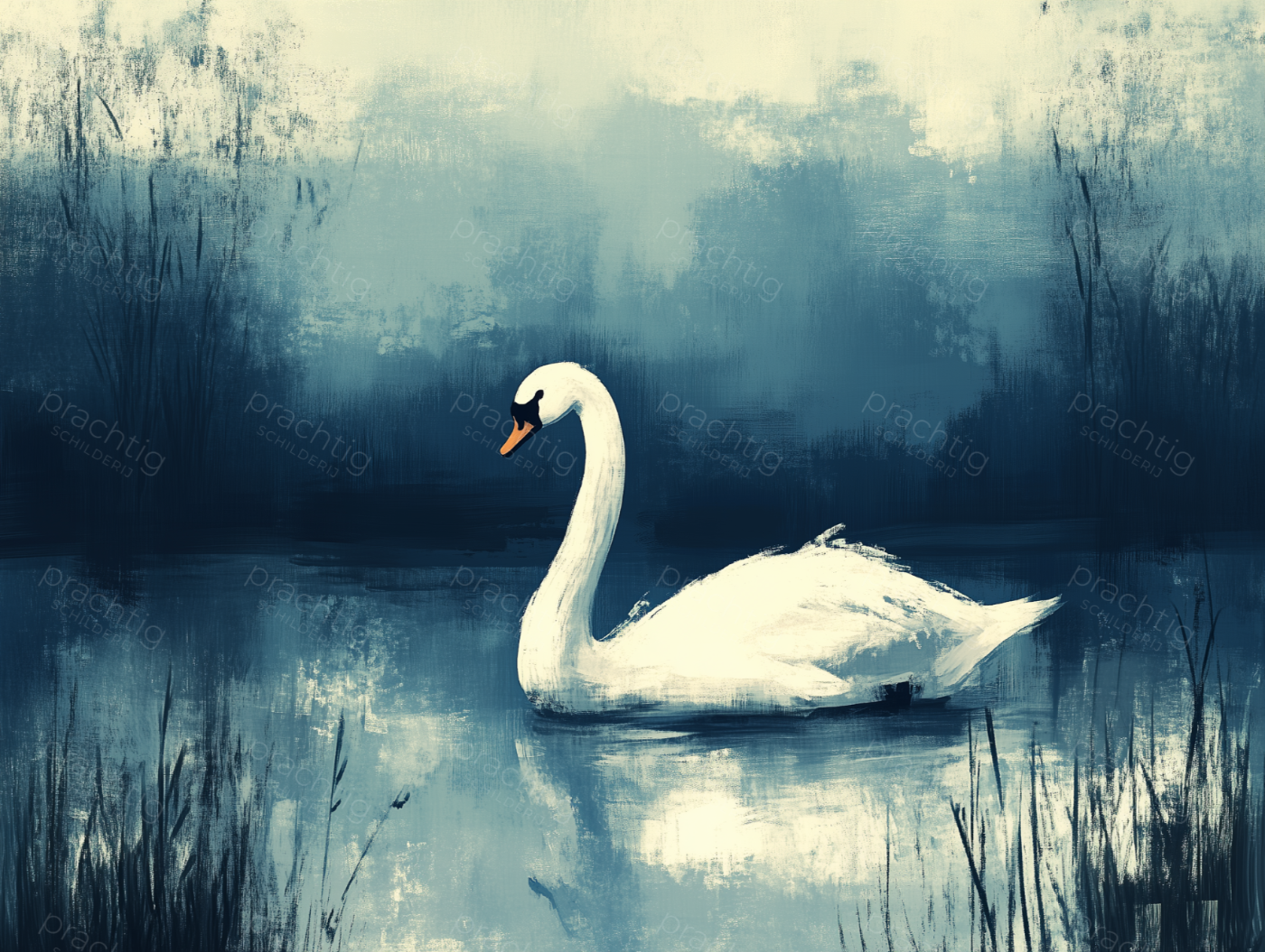 Rustige Zwaan in Blauwe Mystiek