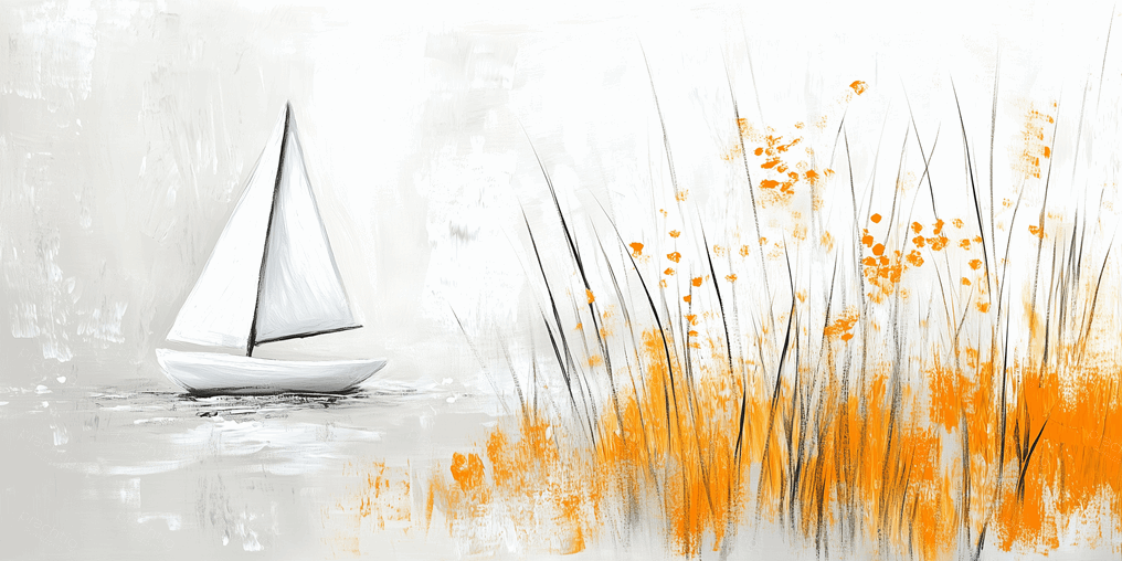 Zeilboot in oranje veld