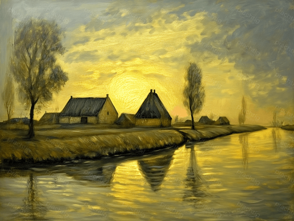 Gouden Zonsondergang boven het Platteland