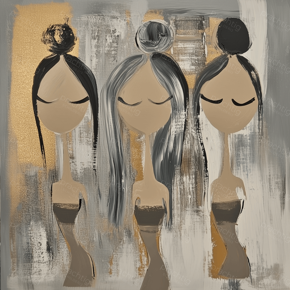 Drie dames in zachte tinten