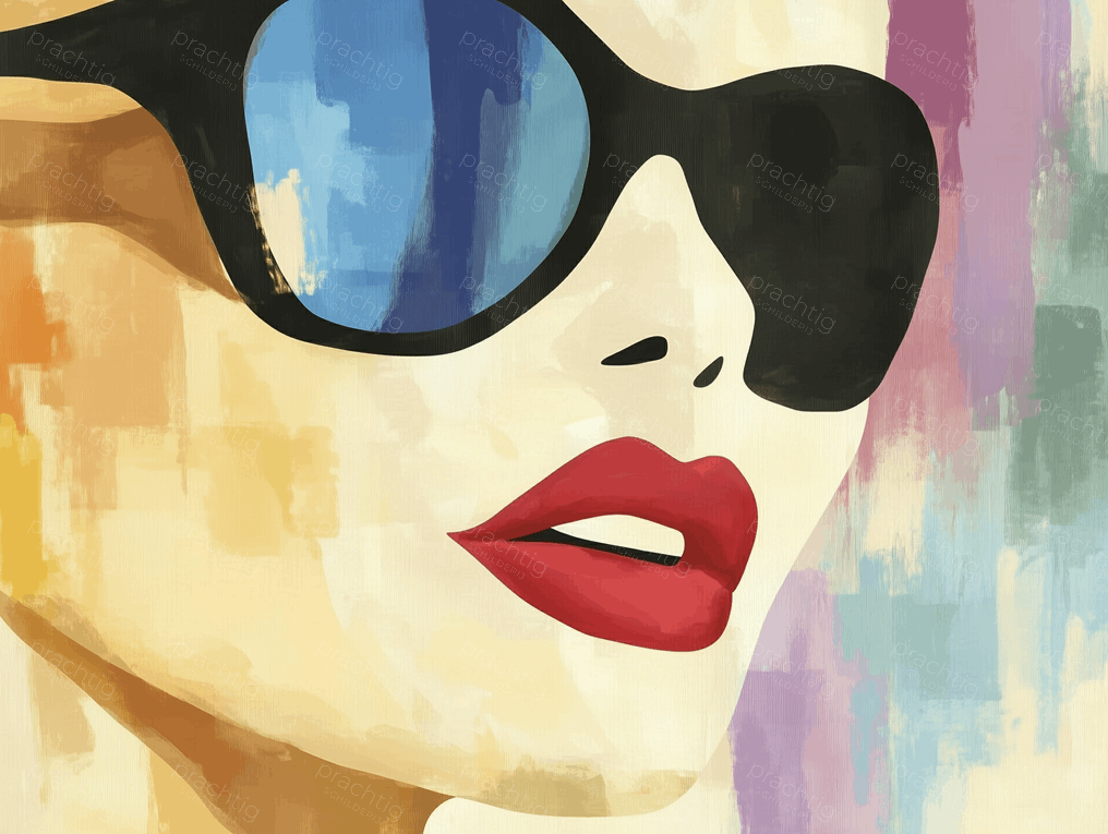 Vrouw met Rode Lippen en Zonnebril