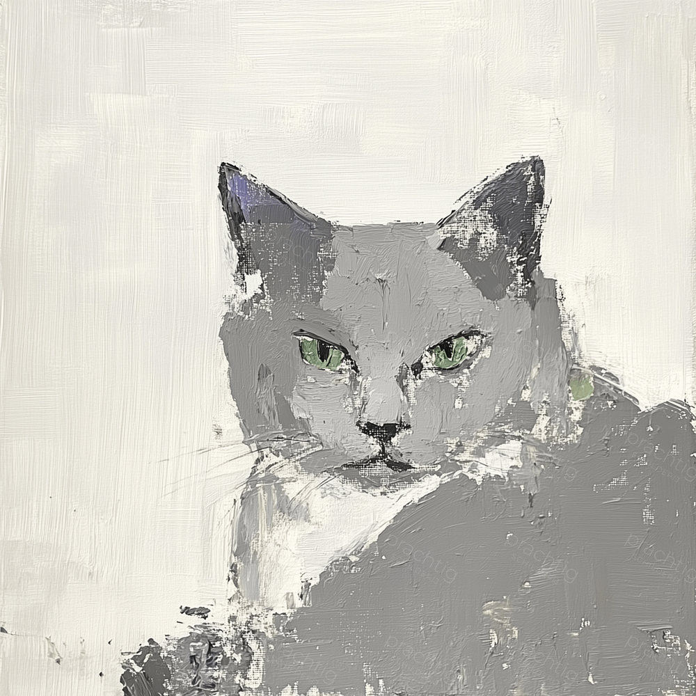 Grijze kat met groene ogen