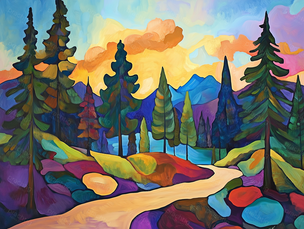 Betoverend Landschap in Kleurrijk Palet