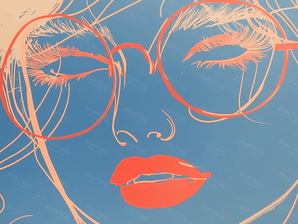 Dromerig gezicht in lijnenspel