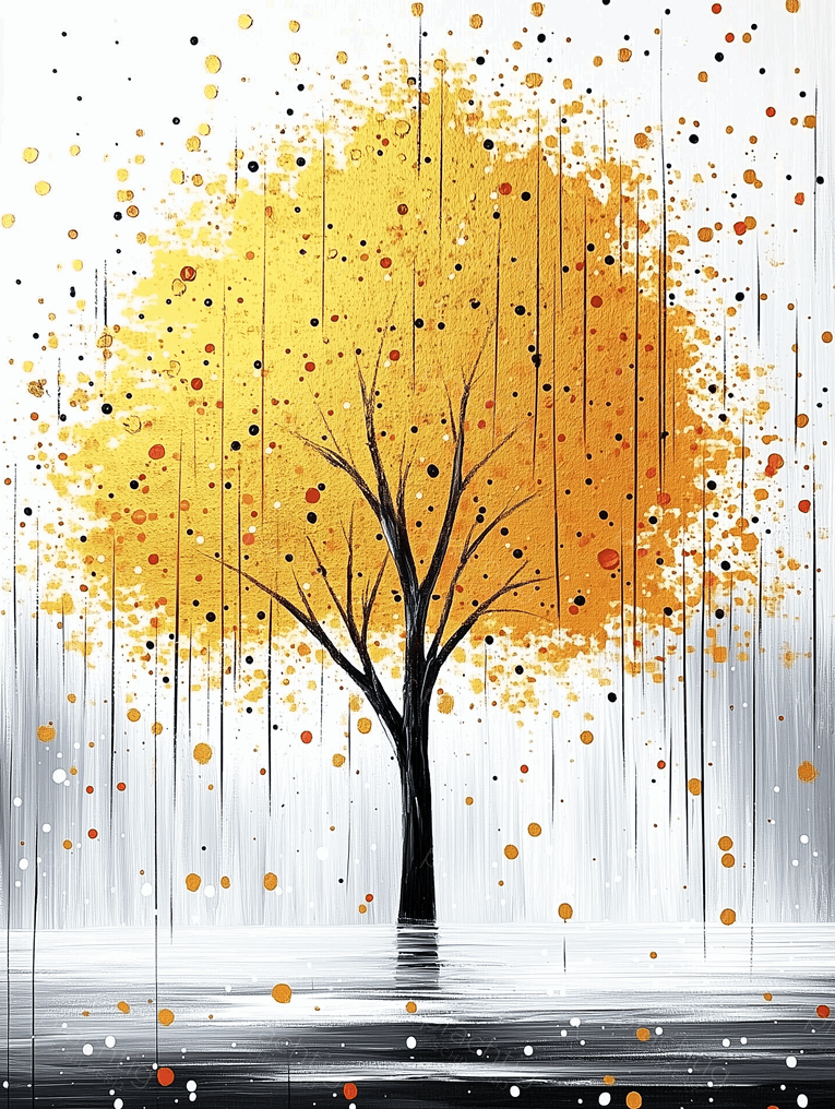 Herfstboom in een regen van kleur