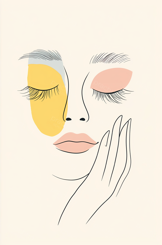 Dromerige Vrouwengezicht met Gele Accent