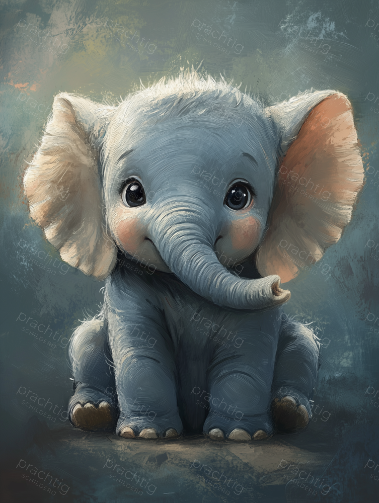 Schattige babyolifant glimlacht