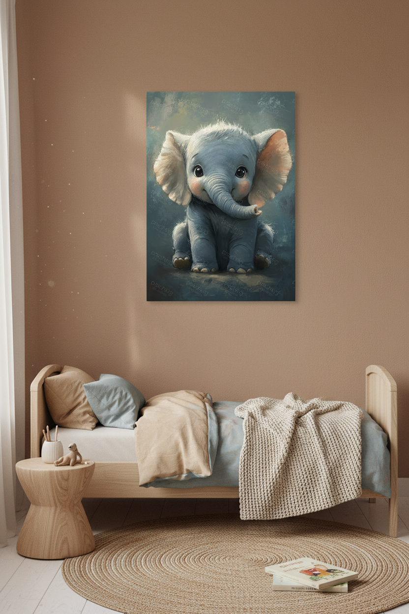 Schattige babyolifant glimlacht