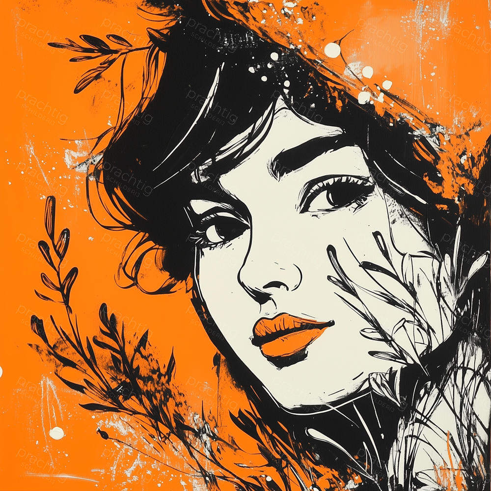 Vrouwelijk Portret op Oranje