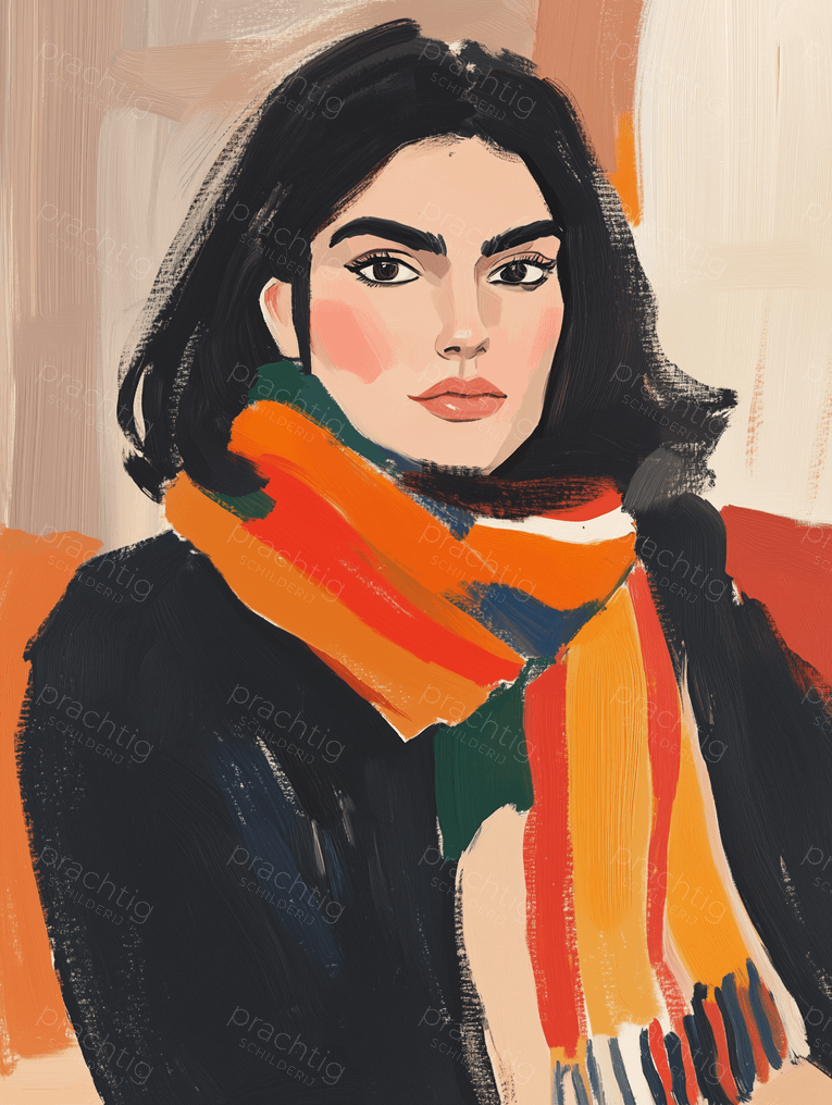 Vrouw met kleurrijke sjaal