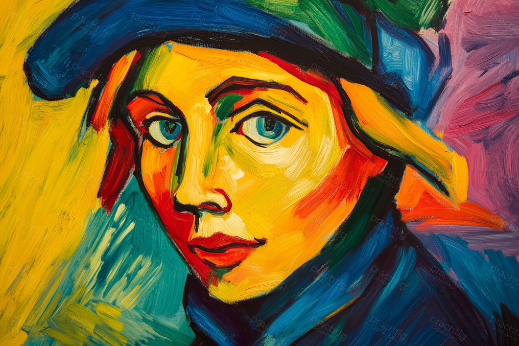 Expressieve Blik in Felle Kleuren