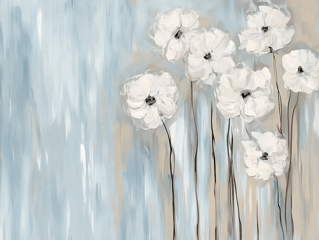 Witte Bloemen in Blauwe Sfeer